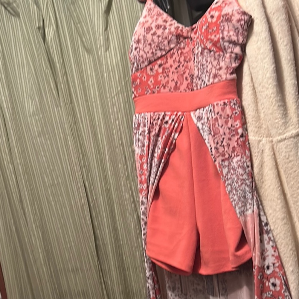Floral Pink and Coral Romper